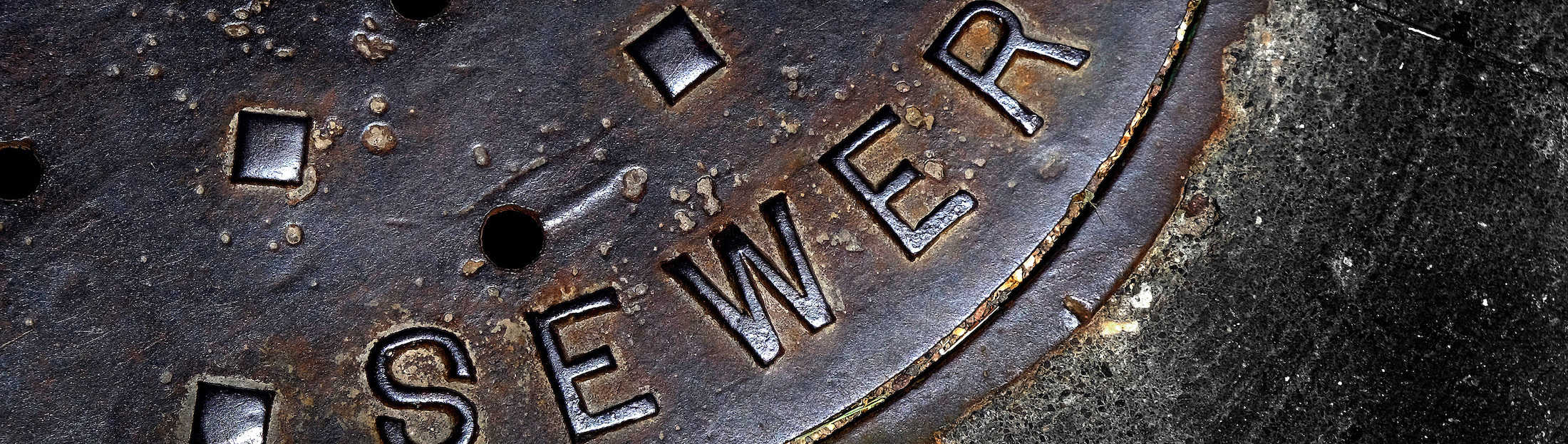 Manhole cover on a road